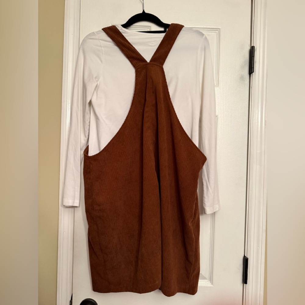 Brown Corduroy Overall Dress medium large $89 Anthropologie - Picture 4 of 6